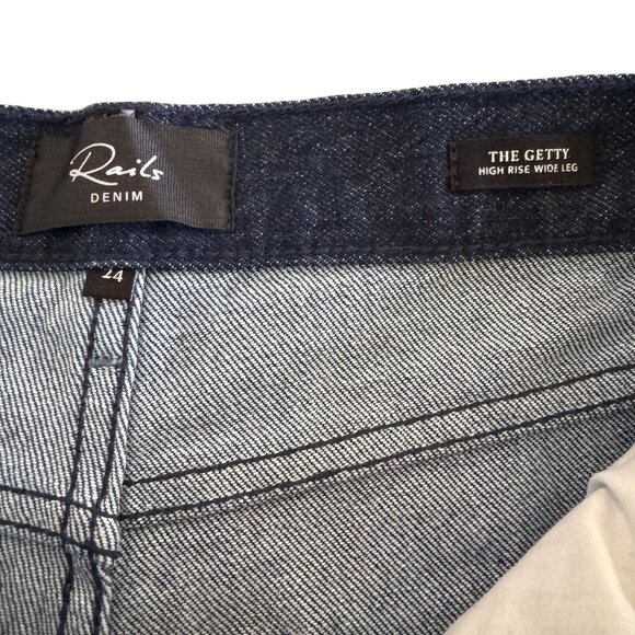 Rails The Getty High Rise Wide Legs Blue Jeans Women's Patchwork, Size 24 NWT - Picture 7 of 13
